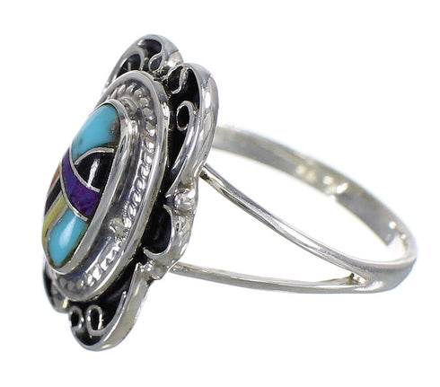 Southwestern Sterling Silver Multicolor Ring Size 7-1/2 WX75039